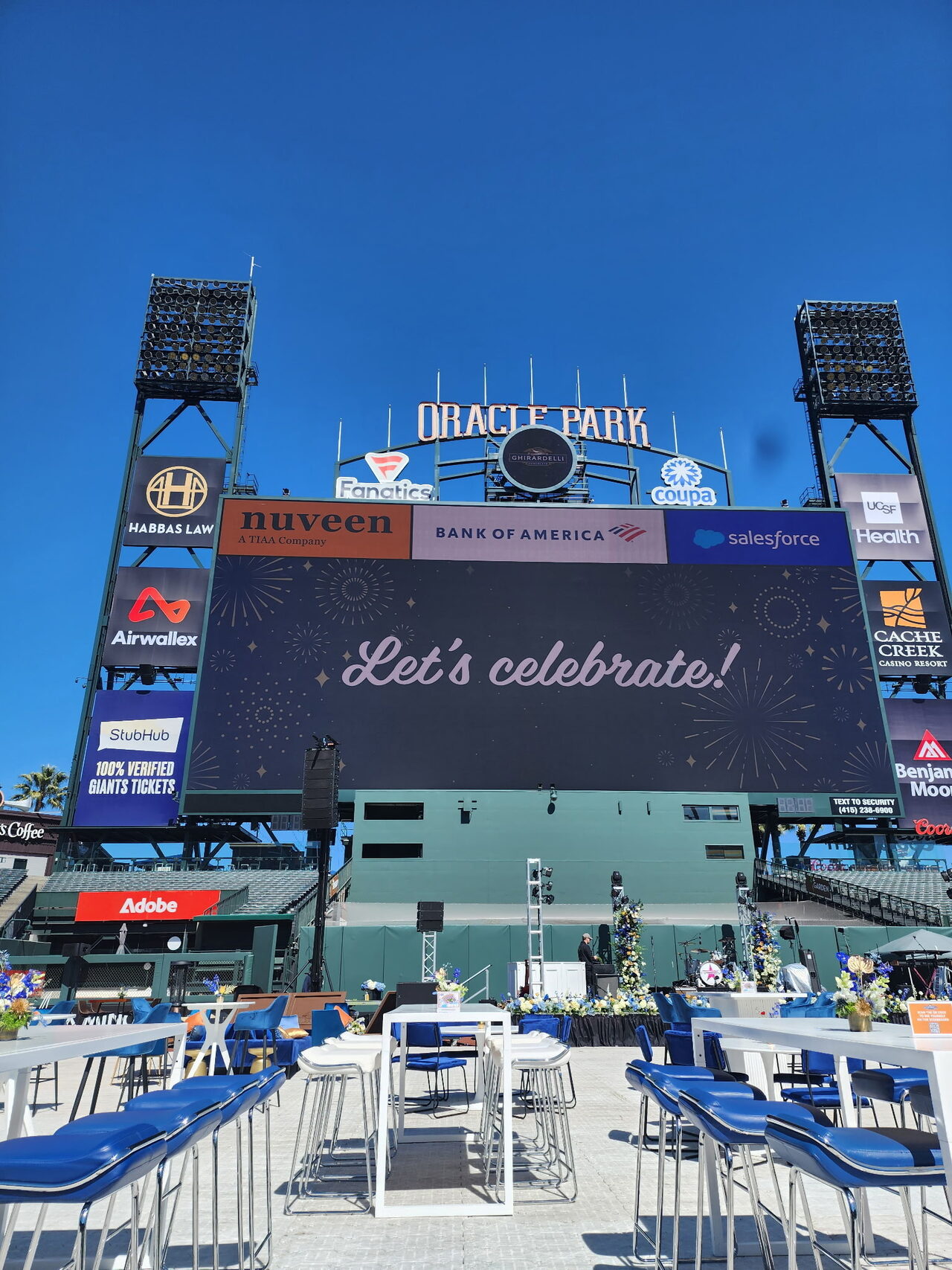 Casino party setup at a Honolulu venue with custom celebration signage