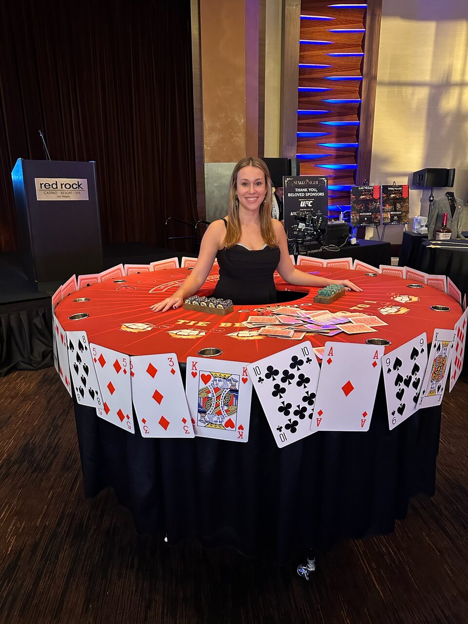 Dealer running a blackjack table at an Oʻahu gala casino night
