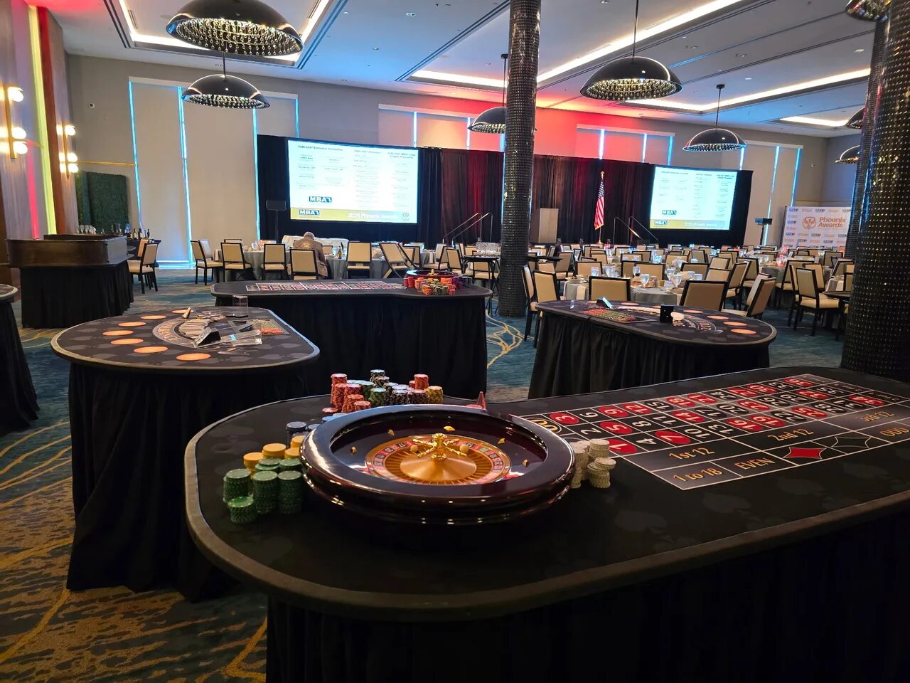 Roulette table at a Honolulu corporate gala casino party