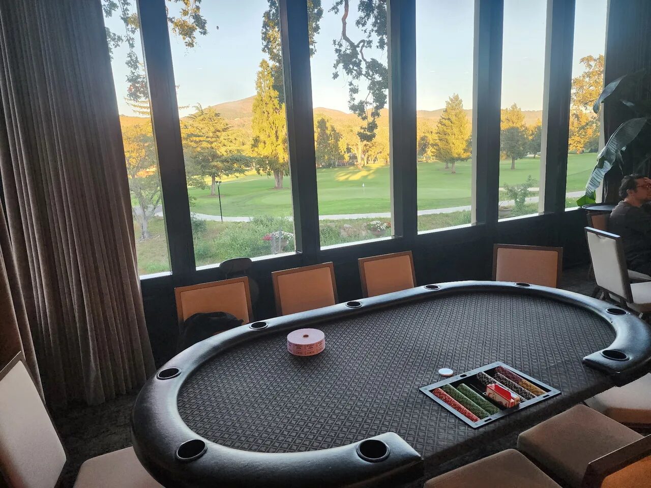 Poker tables set up at a Waiʻalae Country Club golf course venue